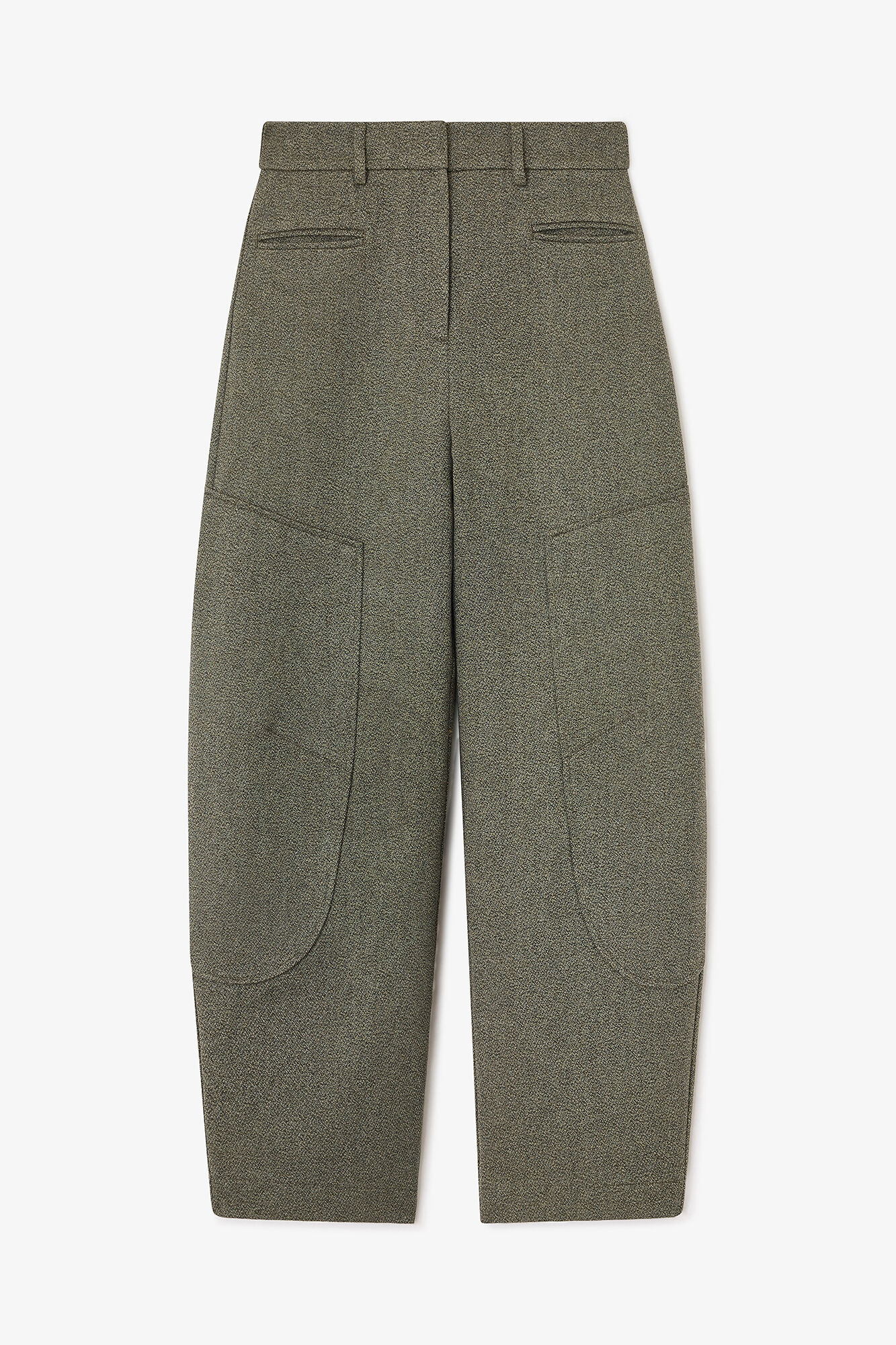 Green Mouline Curved Trousers, Organic Cotton, in colour Forest Night - 1 - GANNI