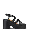 Chunky Heeled Sandals, Leather, in colour Black - 1 - GANNI