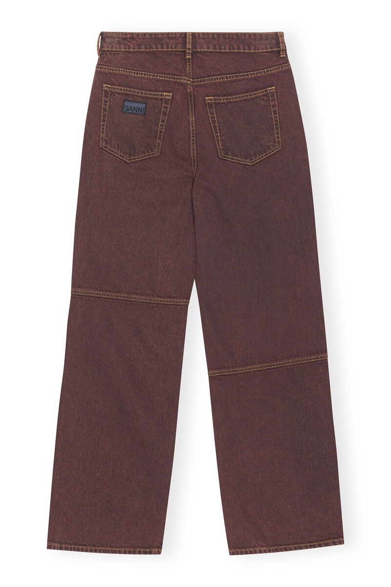 Overdyed Bleach Izey Jeans, Cotton, in colour Shaved Chocolate - 2 - GANNI