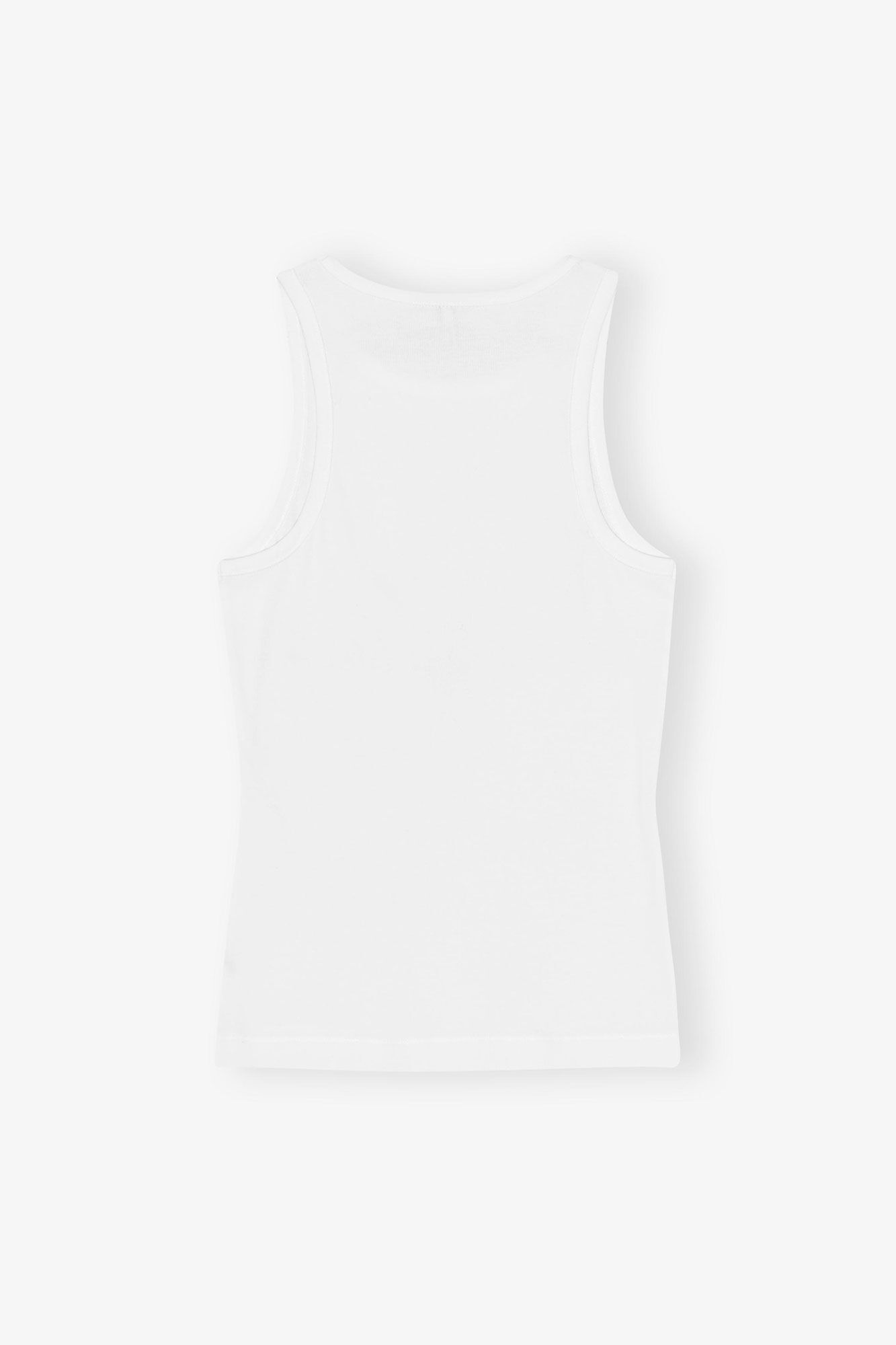 White Soft Cotton Rib Rhinestone Tank Top, Elastane, in colour Bright White - 2 - GANNI