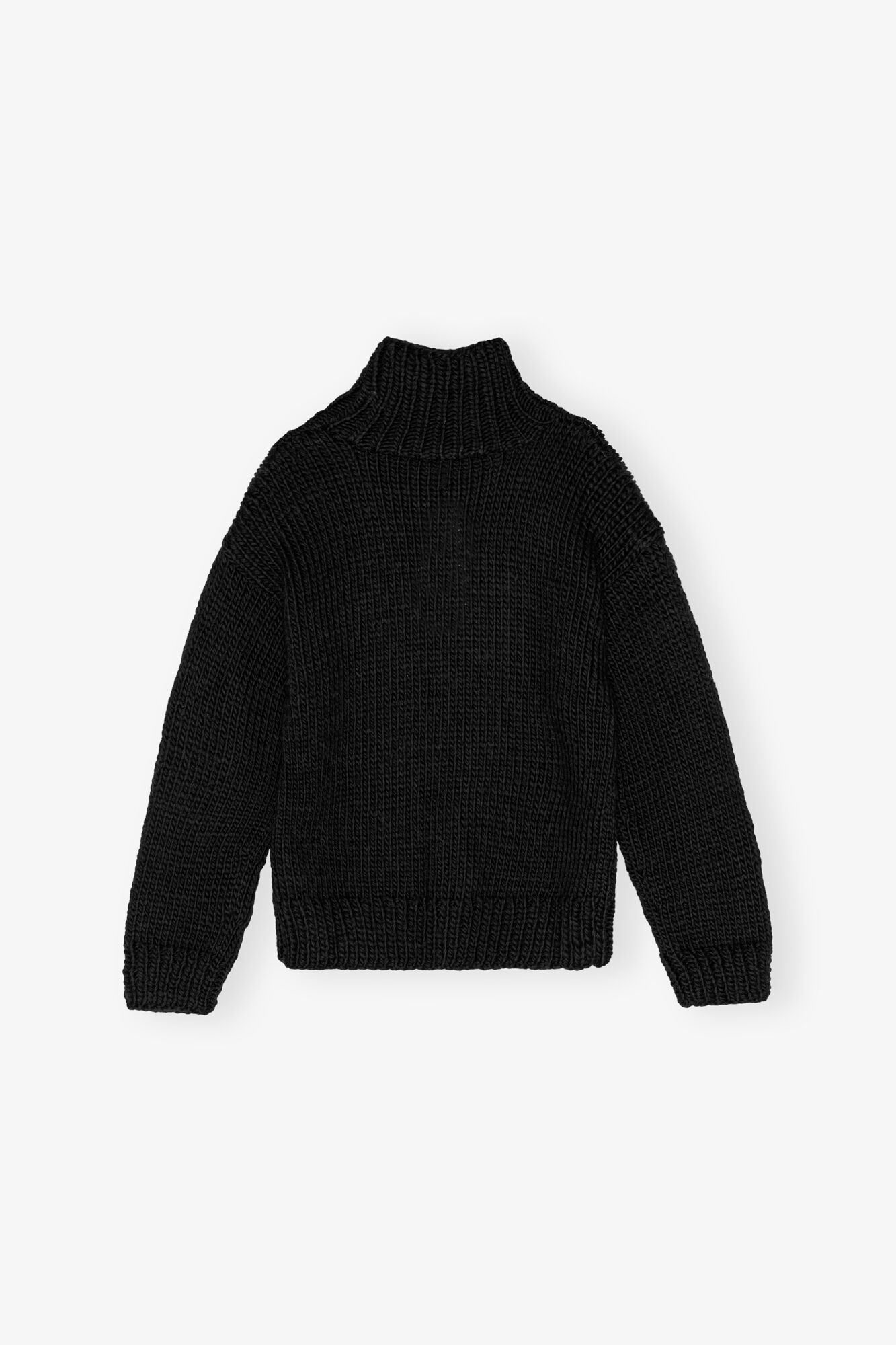 Black Handknit Turtleneck Jumper, Wool, in colour Black - 2 - GANNI