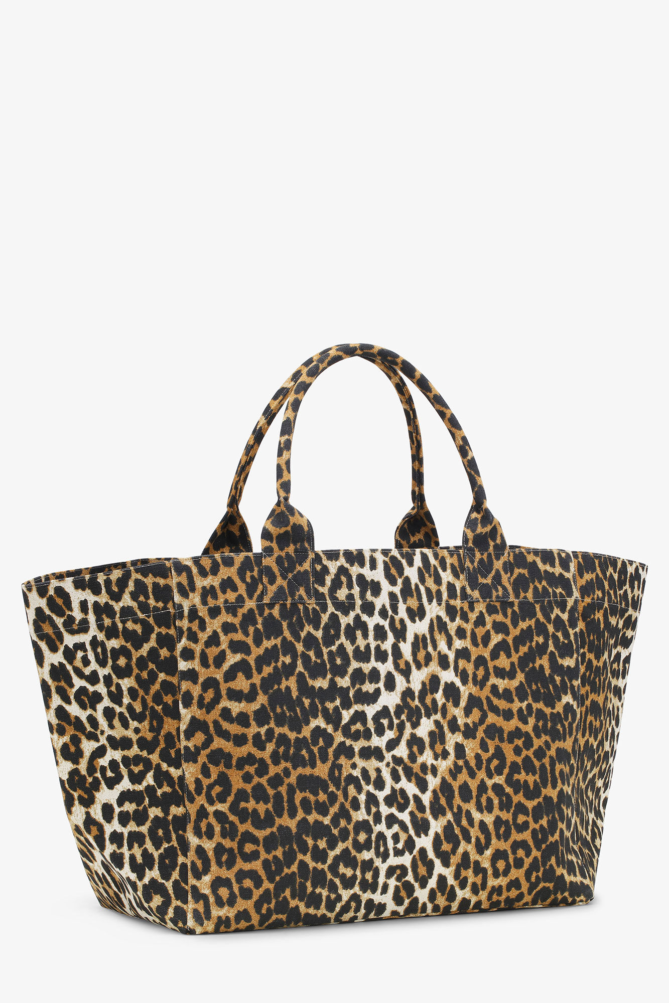 XXL Leopard Print Canvas Tote Bag, Recycled Cotton, in colour Leopard - 2 - GANNI