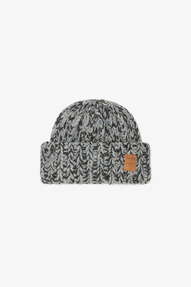 Grey Wool Handknit Beanie, Phantom