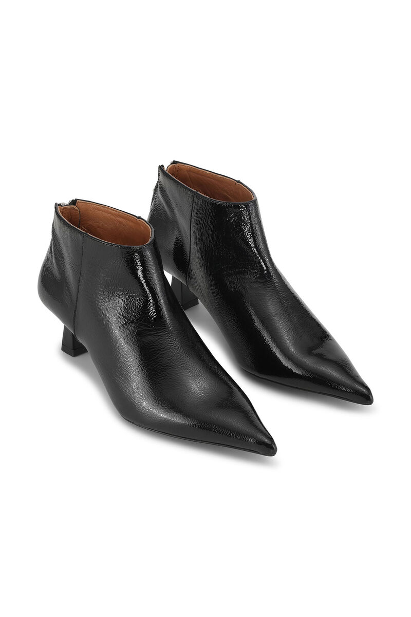 Leicht spitze Crop-Stiefel, Calf Leather, in colour Black - 3 - GANNI