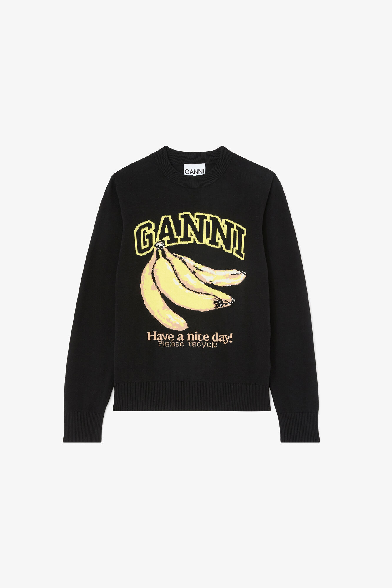 Sweater with Banana, Wool, in colour Black - 1 - GANNI