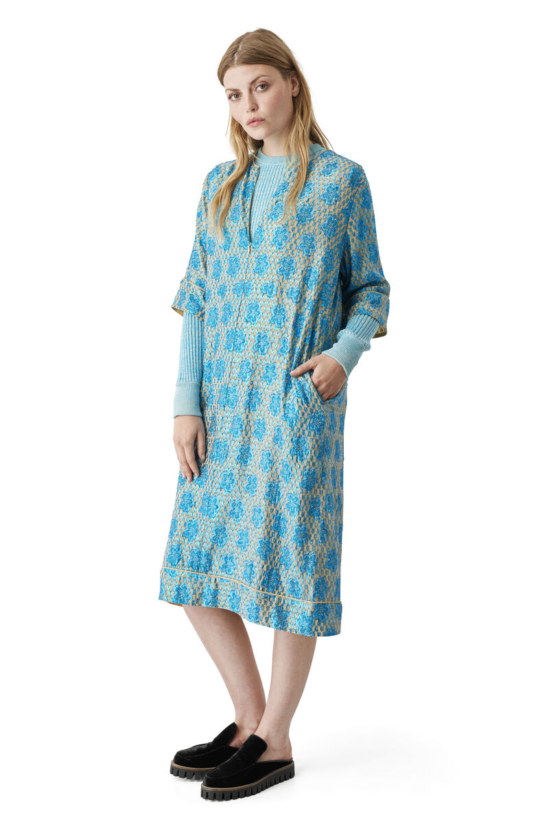 Emiko Jacquard Dress, in colour Biscotti - 1 - GANNI