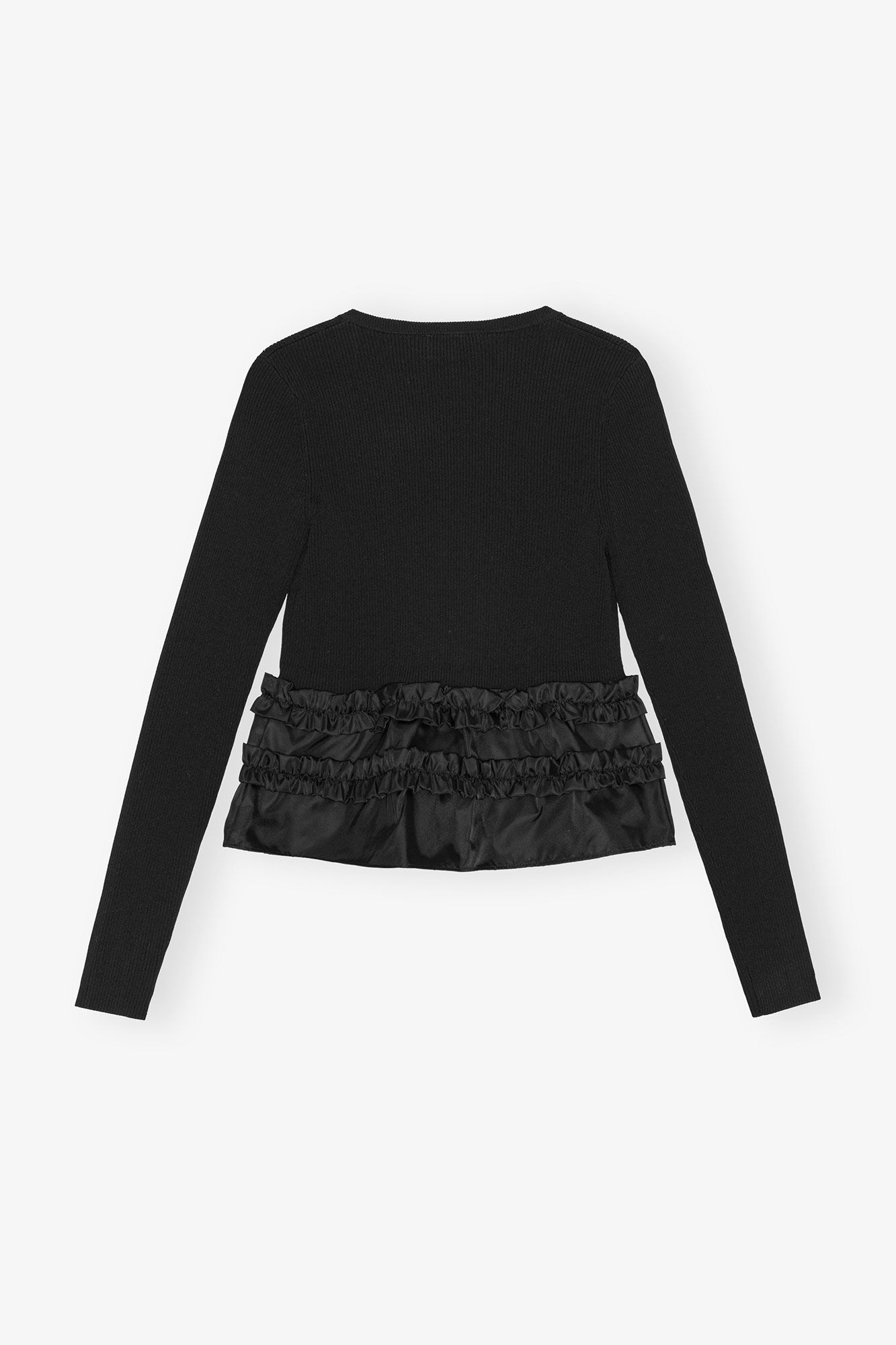 Melert, strikket cardigan, Elastane, in colour Black - 2 - GANNI