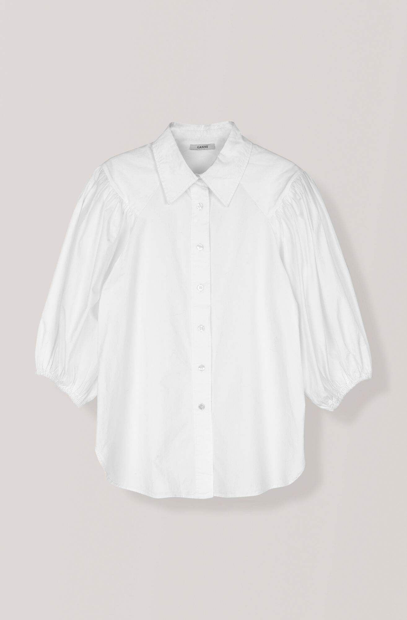 Plain Cotton Poplin Skjorte, Bright White Plain Cotton Poplin Skjorte, Bright White, hi-res