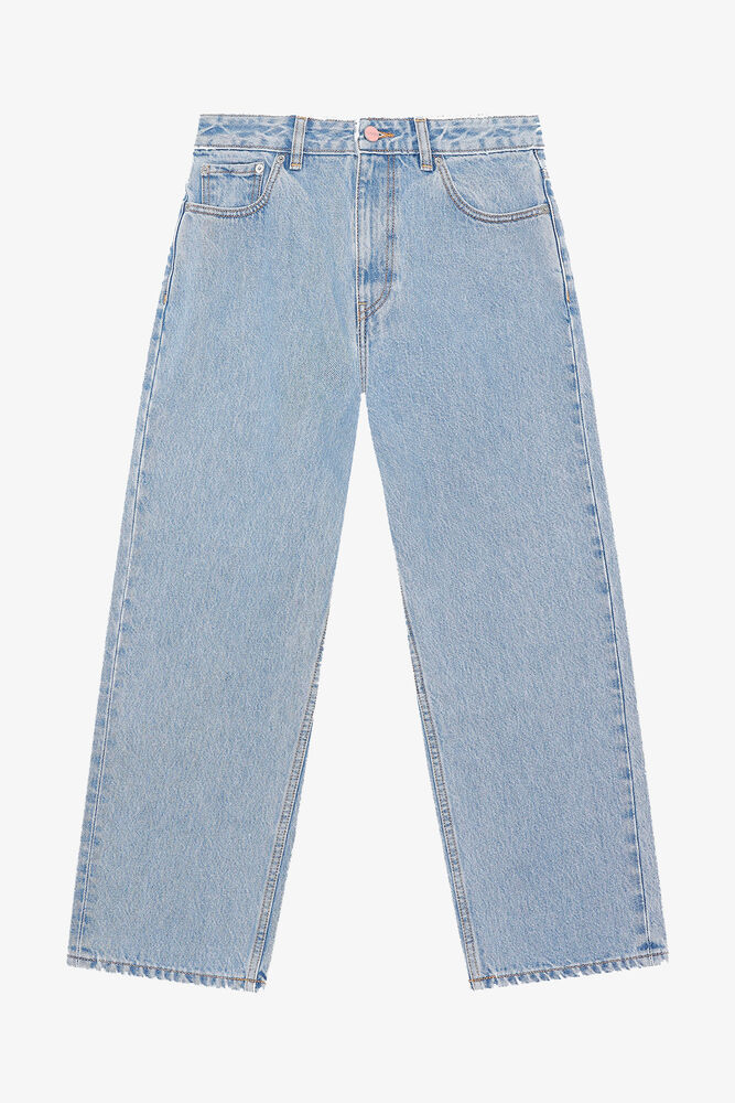Misy Cropped Jeans in Rigid Denim, Light Blue Stone
