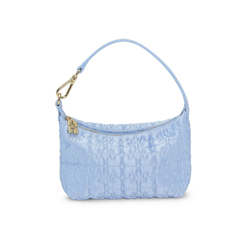 Sac Light Blue Small Butterfly Pouch Satin, Recycled Polyester, in colour Baby Blue - 1 - GANNI