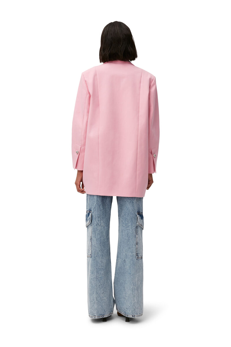 Oversized Blazer, Cotton, in colour Lilac Sachet - 2 - GANNI