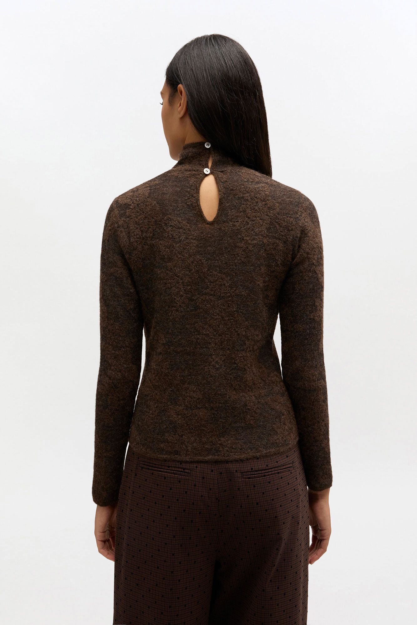 Sheer Turtleneck, in colour Chocolate Plum - 3 - GANNI