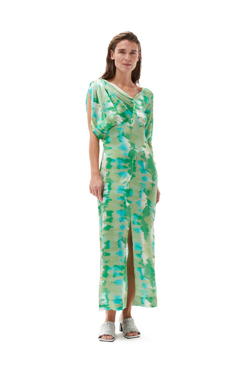 ganni silk stretch satin maxi dress GANNI Lace-trim maxi Dress
