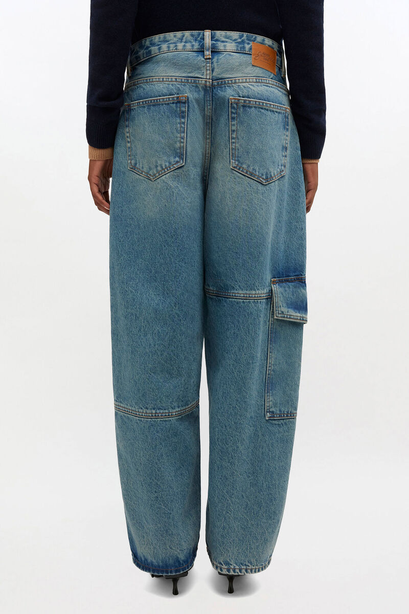 Fargede, stive Audri-jeans, Organic Cotton, in colour Mid Blue Vintage - 3 - GANNI