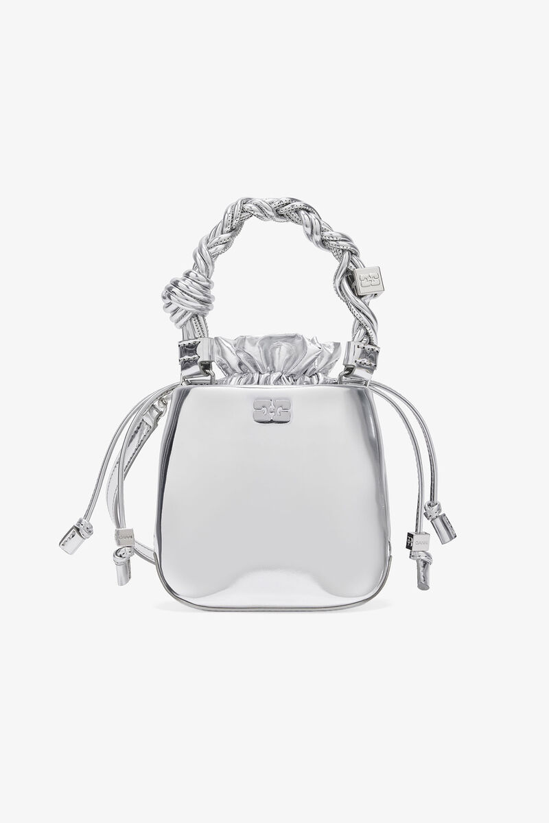 Silver Mini GANNI Bou Bucket Bag, Polyester, in colour Silver - 1 - GANNI