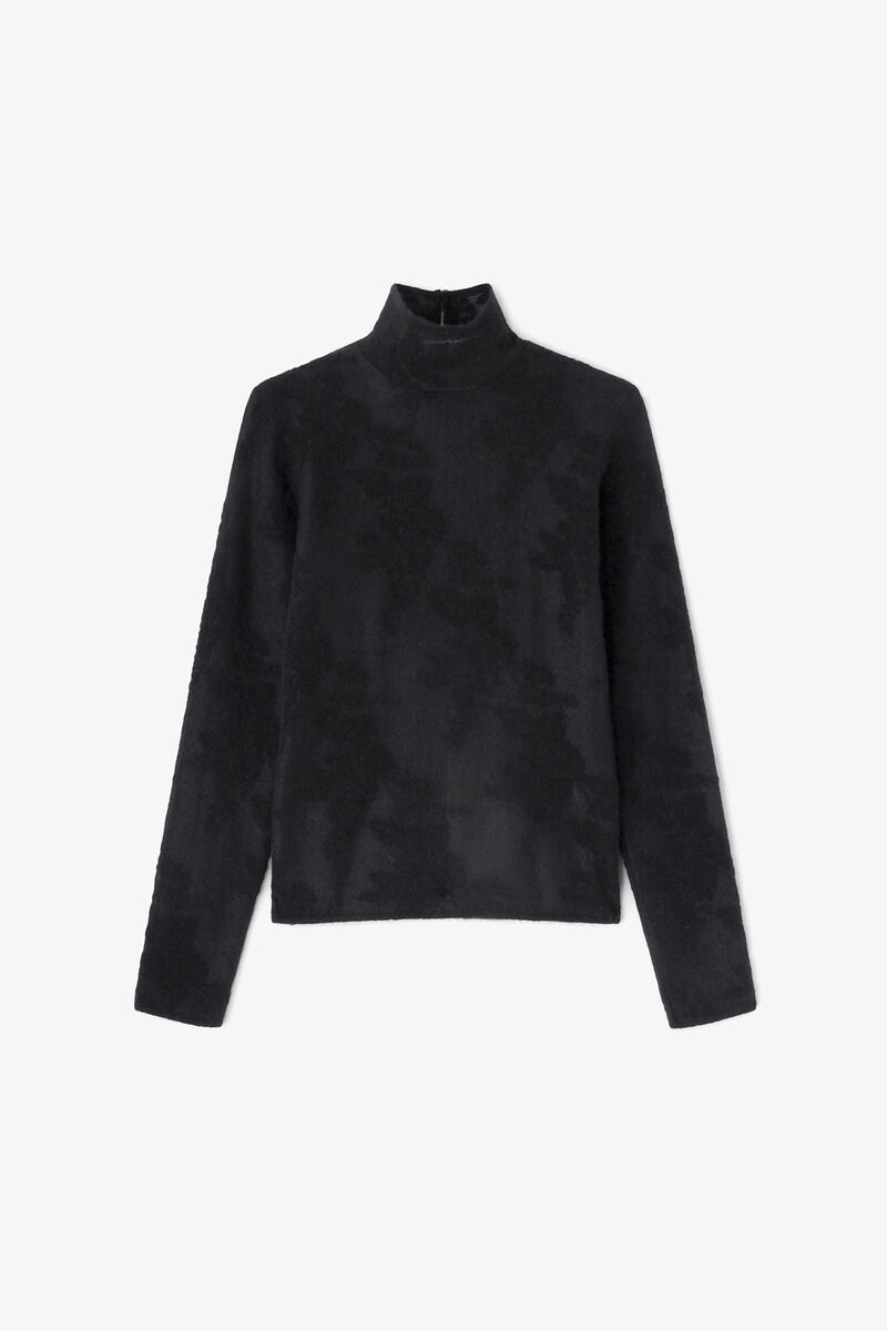 Sheer Turtleneck, in colour Jet Black - 1 - GANNI