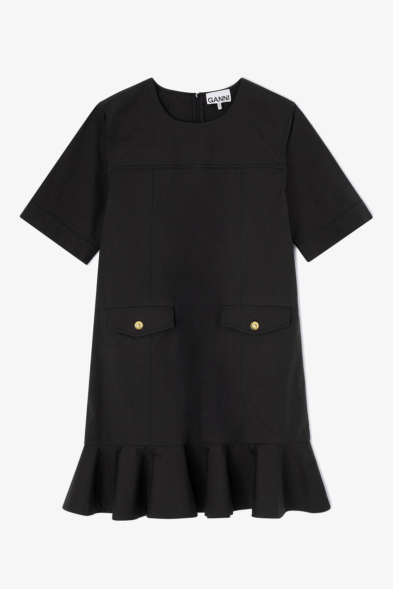 Minikleid aus Stretch-Baumwolle, in colour Jet Black - 1 - GANNI