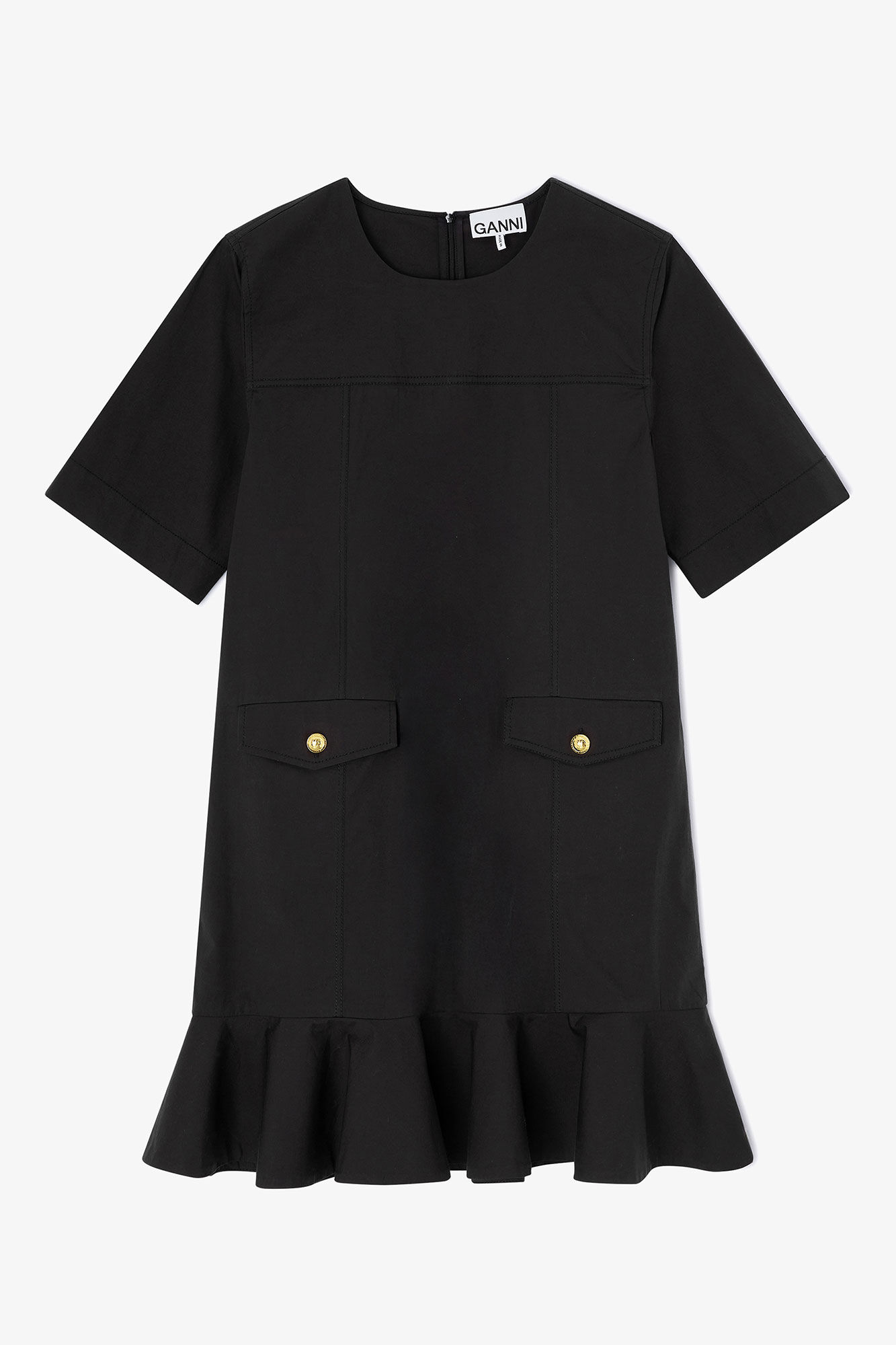 Minikleid aus Stretch-Baumwolle, in colour Jet Black - 1 - GANNI