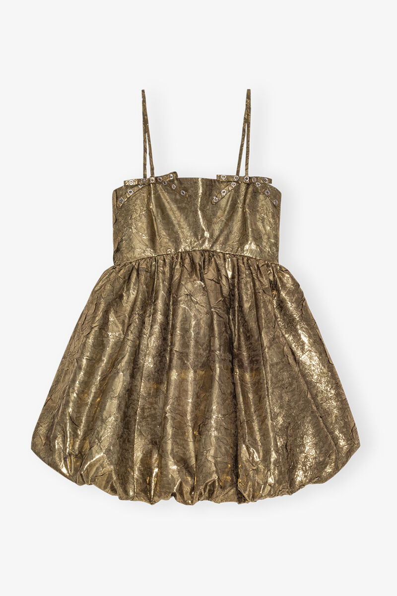 Robe Gold Pleat Strap Mini, Recycled Polyester, in colour Gold - 1 - GANNI