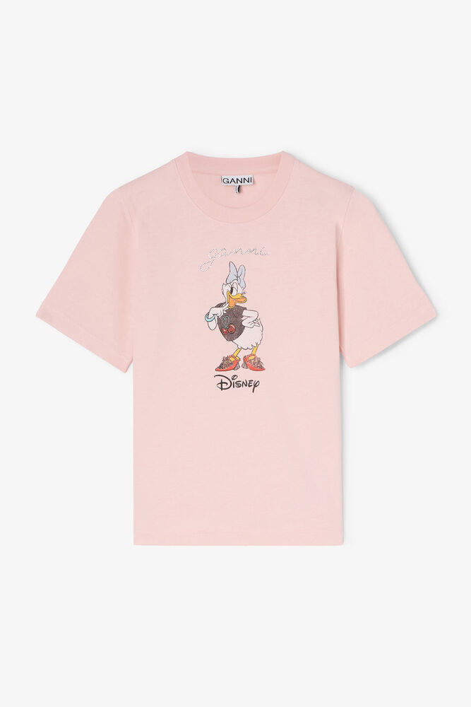 GANNI x Disney Daisy Duck Pink Printed Cropped T-shirt, Chalk Pink