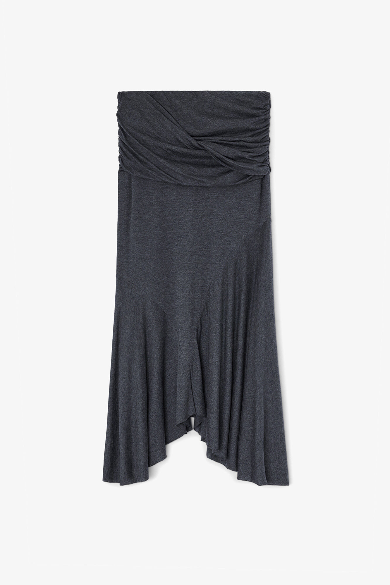 Long Skirt in Grey Jersey, Modal, in colour Phantom - 1 - GANNI