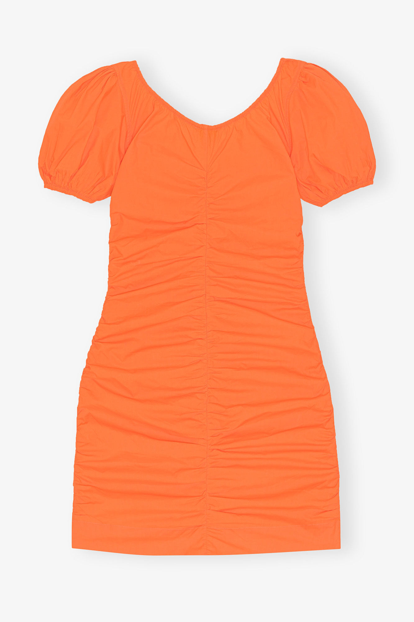 Cotton Poplin Mini Dress, Cotton, in colour Vibrant Orange - 2 - GANNI
