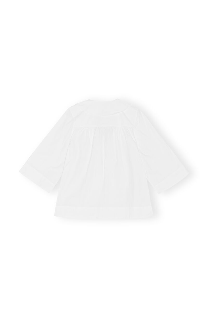 Cotton Poplin Collar Blouse, Cotton, in colour Bright White - 2 - GANNI