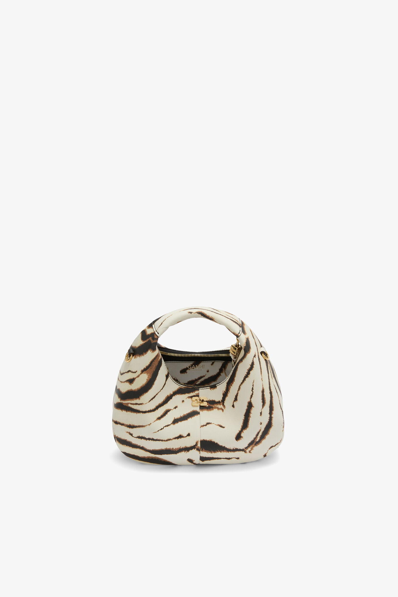 Mini Hobo Bag in Zebra, Recycled Polyester, in colour Egret - 3 - GANNI