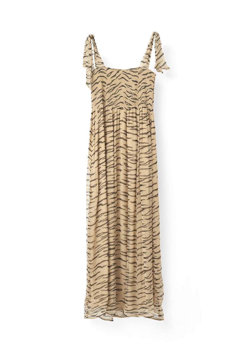 Whitman Chiffon Dress, in colour Cuban Sand - 1 - GANNI