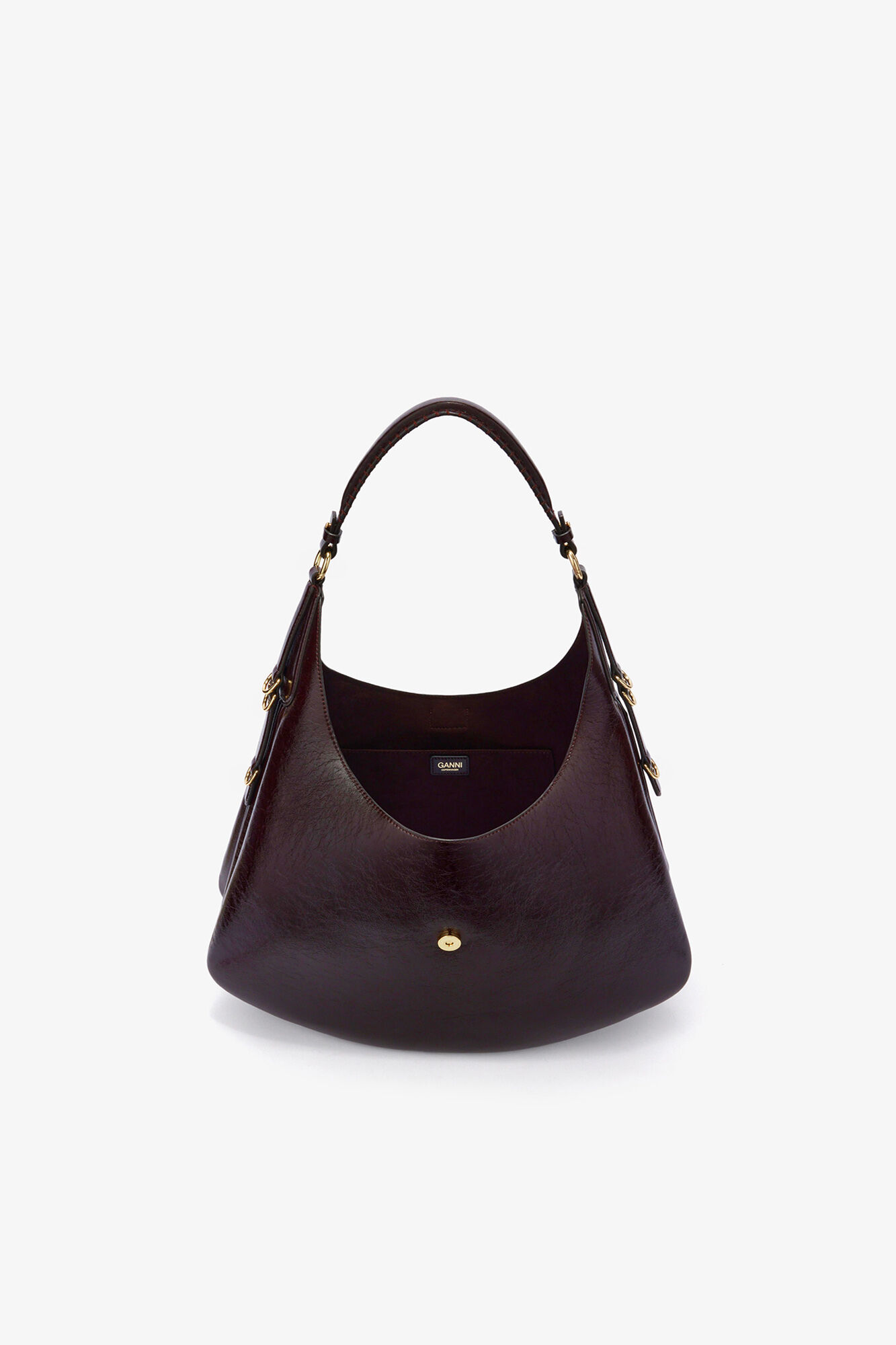 Large Kat Bag Shine in Brown, Polyester, in colour Demitasse - 3 - GANNI