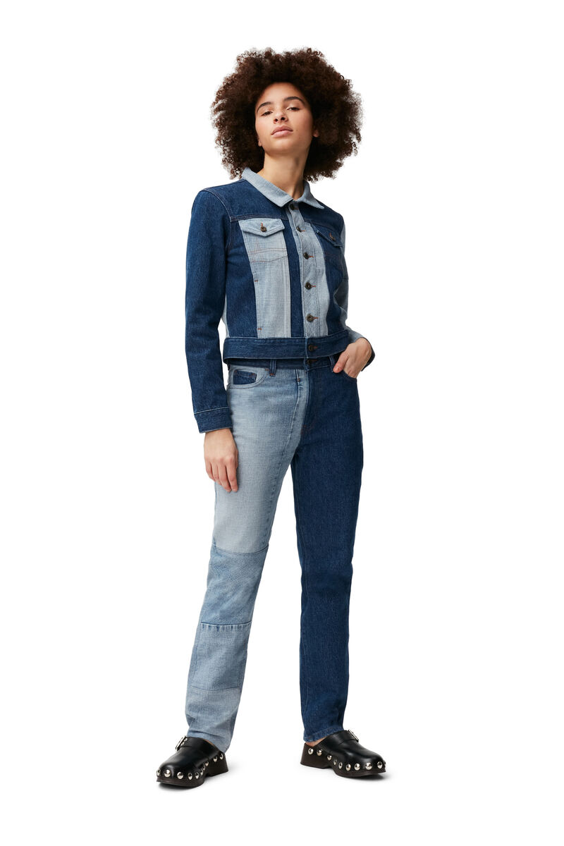 Slim Straight Jeans, Cotton, in colour Indigo - 1 - GANNI