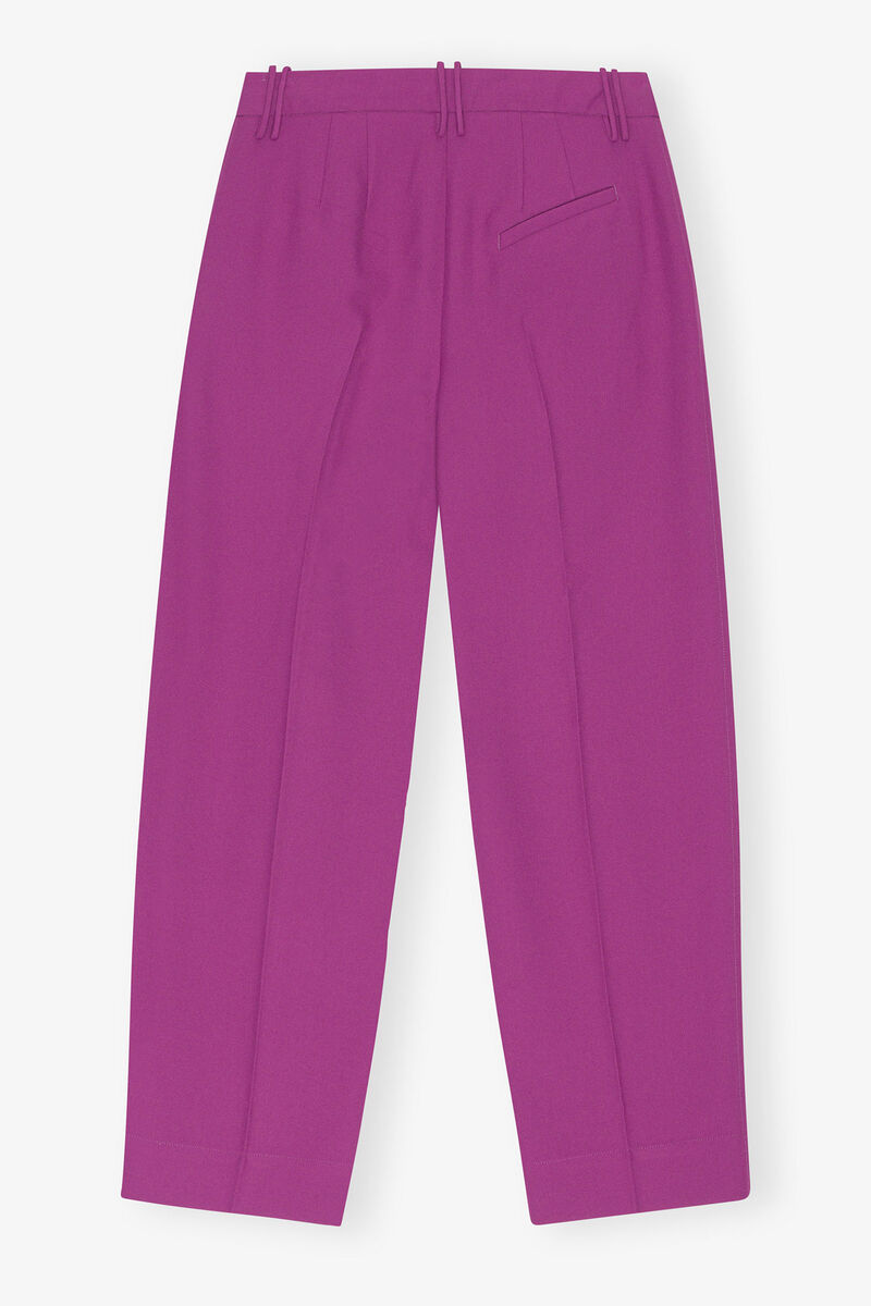 Summer Suiting Relaxed Pleated Pants, LENZING™ ECOVERO™, in colour Purple Wine - 2 - GANNI