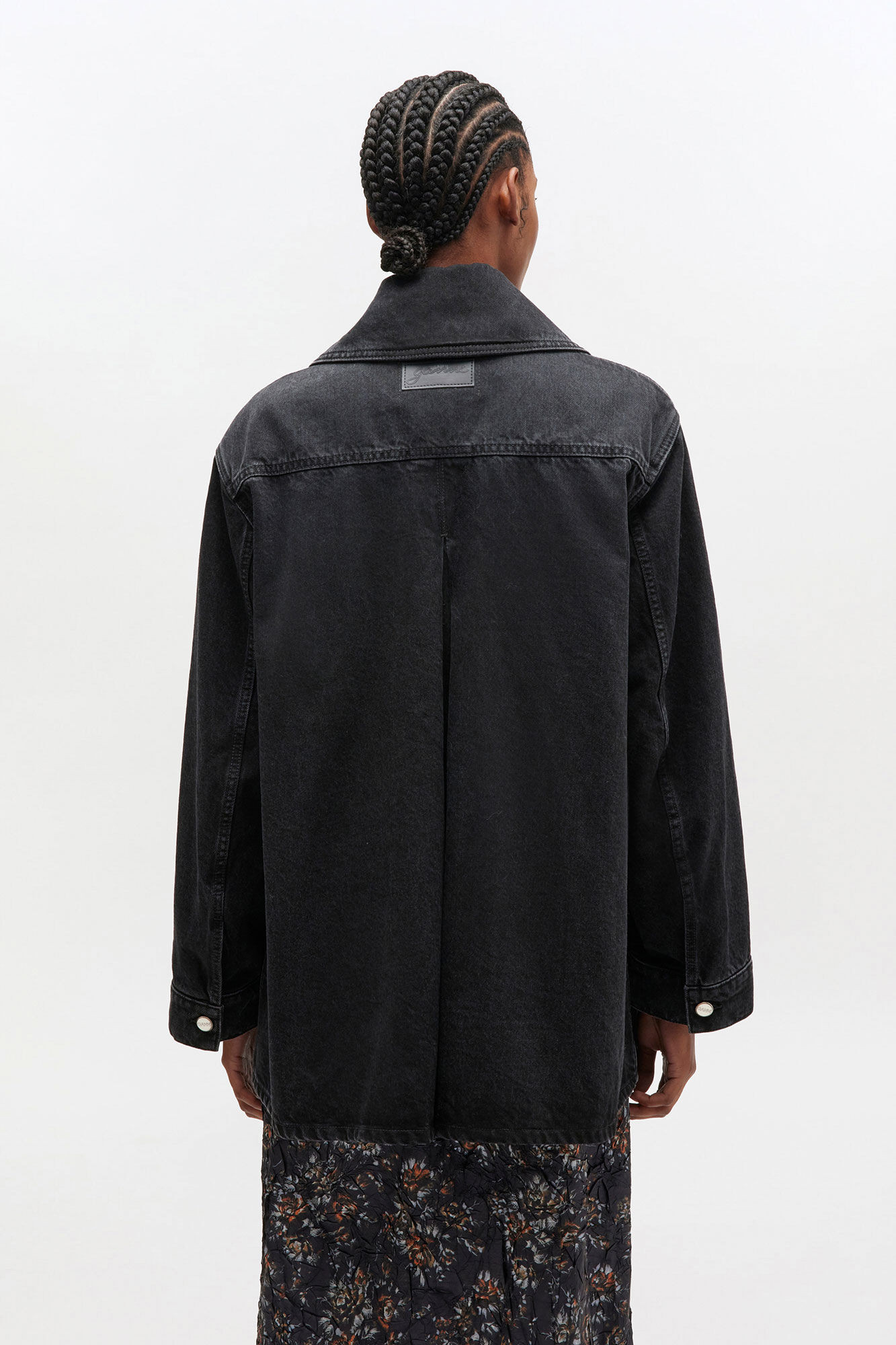 Black Washed Denim Jacket, in colour Black Washed - 3 - GANNI