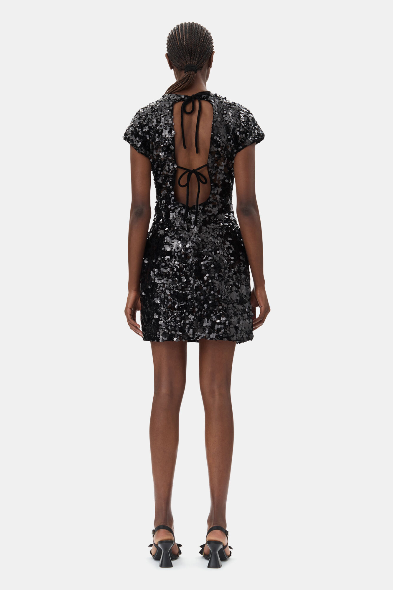 Black Velvet Sequins Mini Dress, Polyester, in colour Black - 4 - GANNI