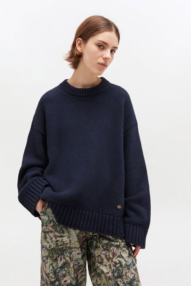 Dark Blue Wool Mix Sweater, Sky Captain