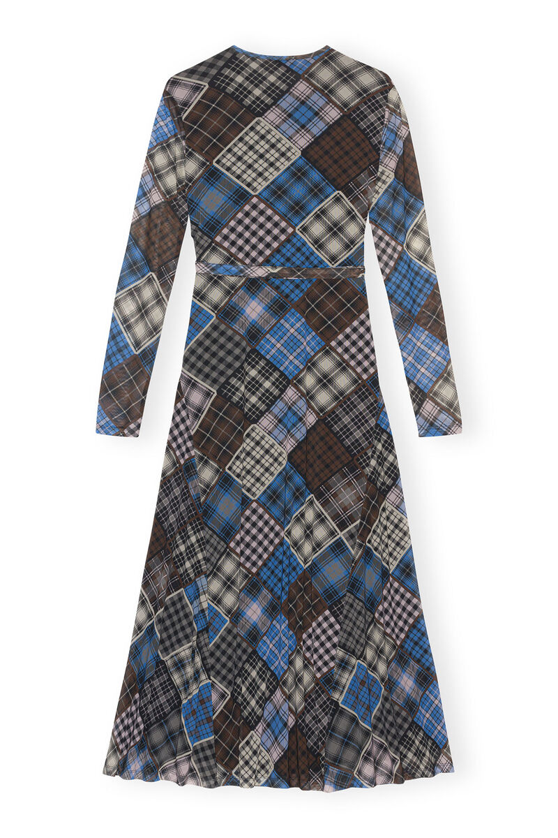 Printed Mesh Wrap Maxi Dress, Recycled Nylon, in colour Silver Lake Blue - 2 - GANNI