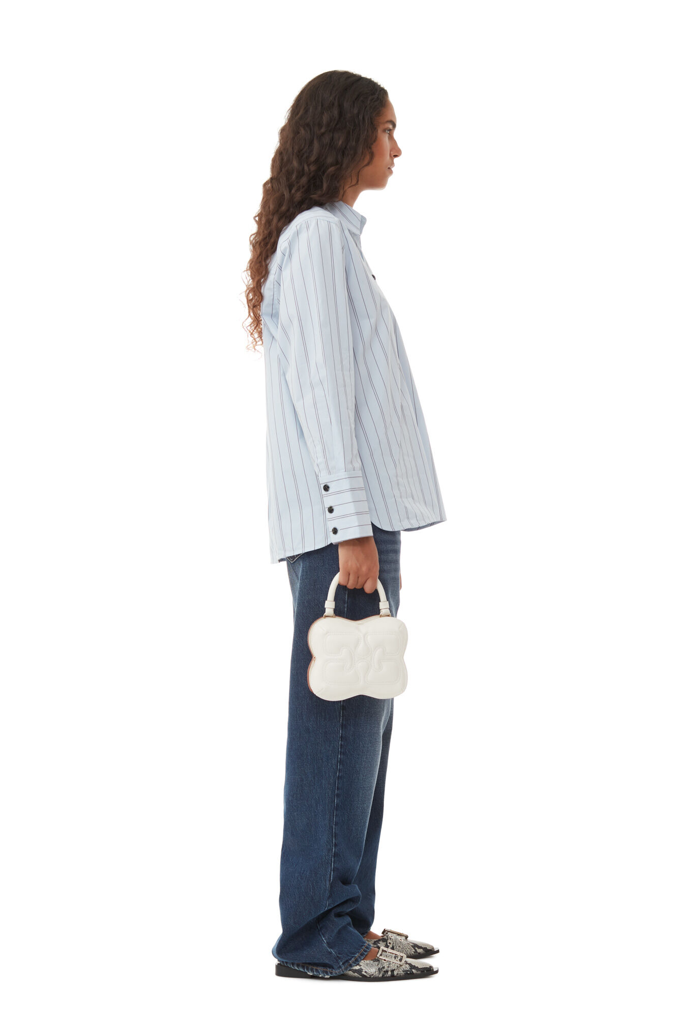 Off-white Small Butterfly Crossbody Tasche, Polyester, in colour Egret - 2 - GANNI
