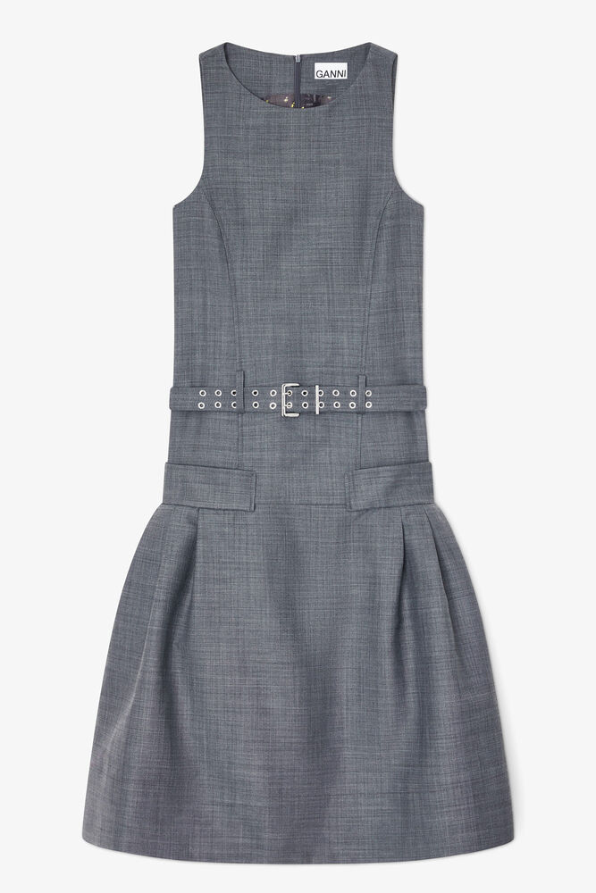 Dress in Grey Wool Melange, Phantom
