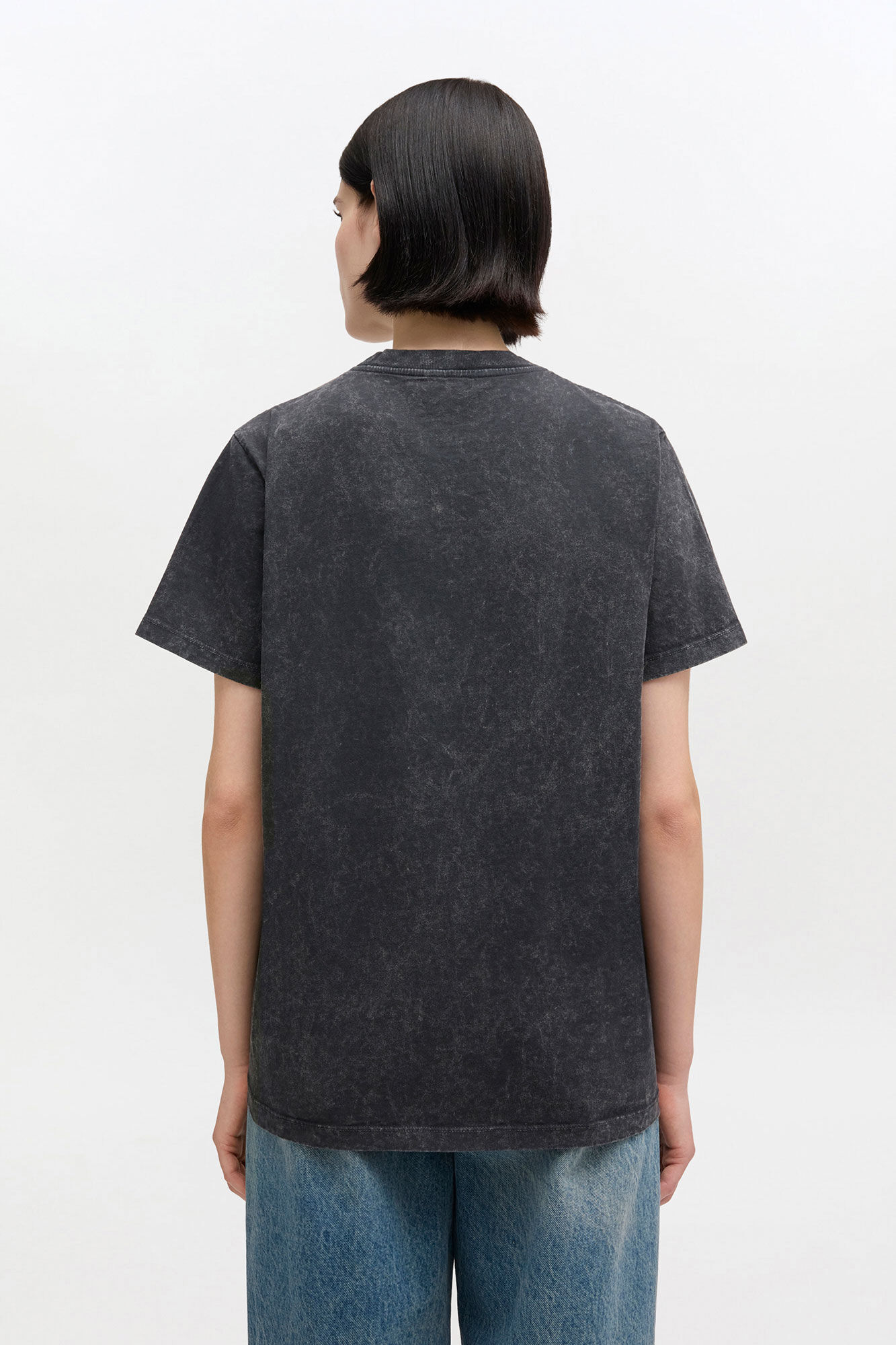 Vintagetvättad t-shirt, in colour Black Washed - 3 - GANNI