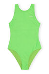 Sporty Swimsuit, Elastane, in colour Lime Popsicle - 1 - GANNI
