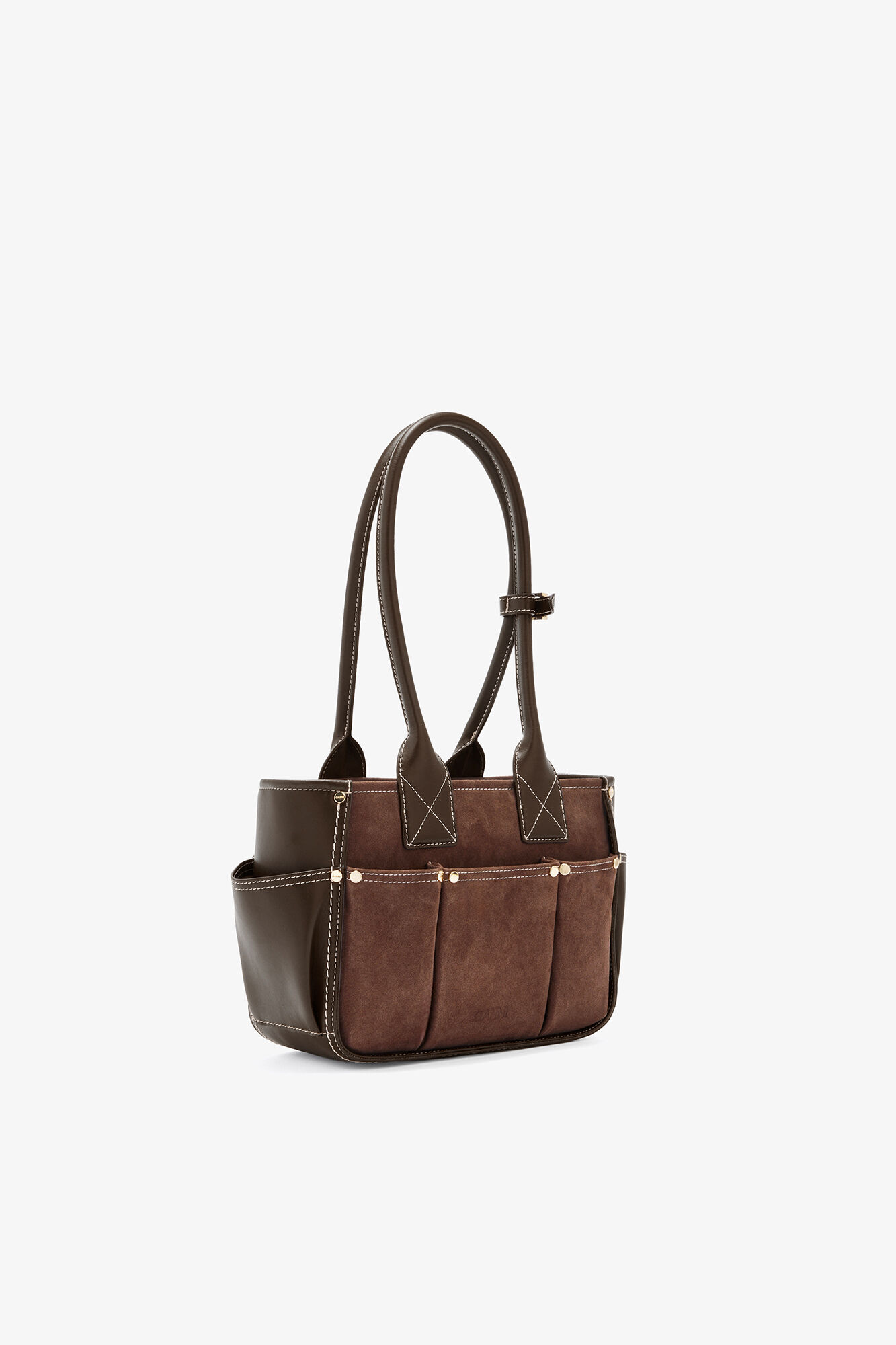 Chicory Coffee Small Posy Bag in Brown Suede | GANNI US
