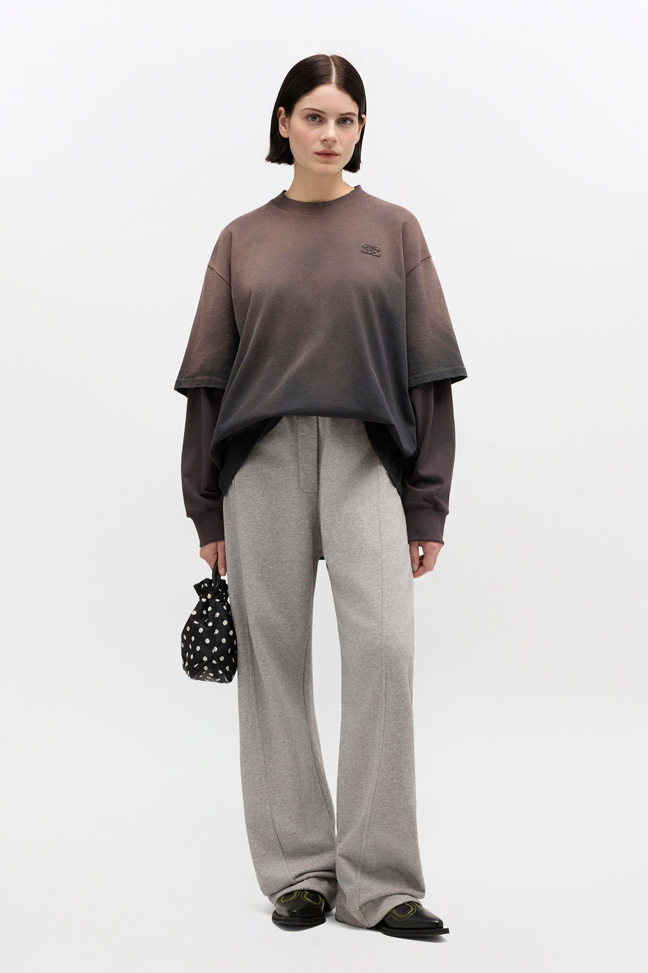 T-shirt &agrave; manches longues en jersey d&eacute;lav&eacute;, Organic Cotton, in colour Phantom - 2 - GANNI