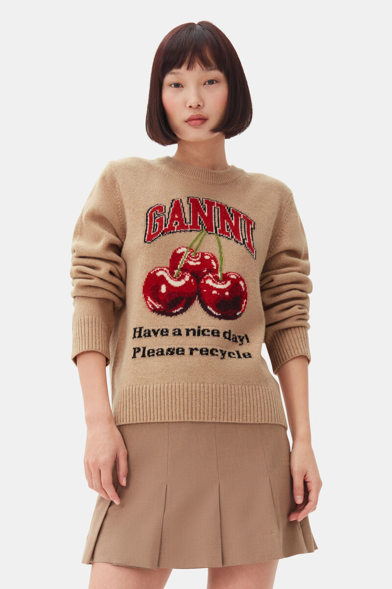 Safari Camel Graphic Cherry Jumper | GANNI KR 가니