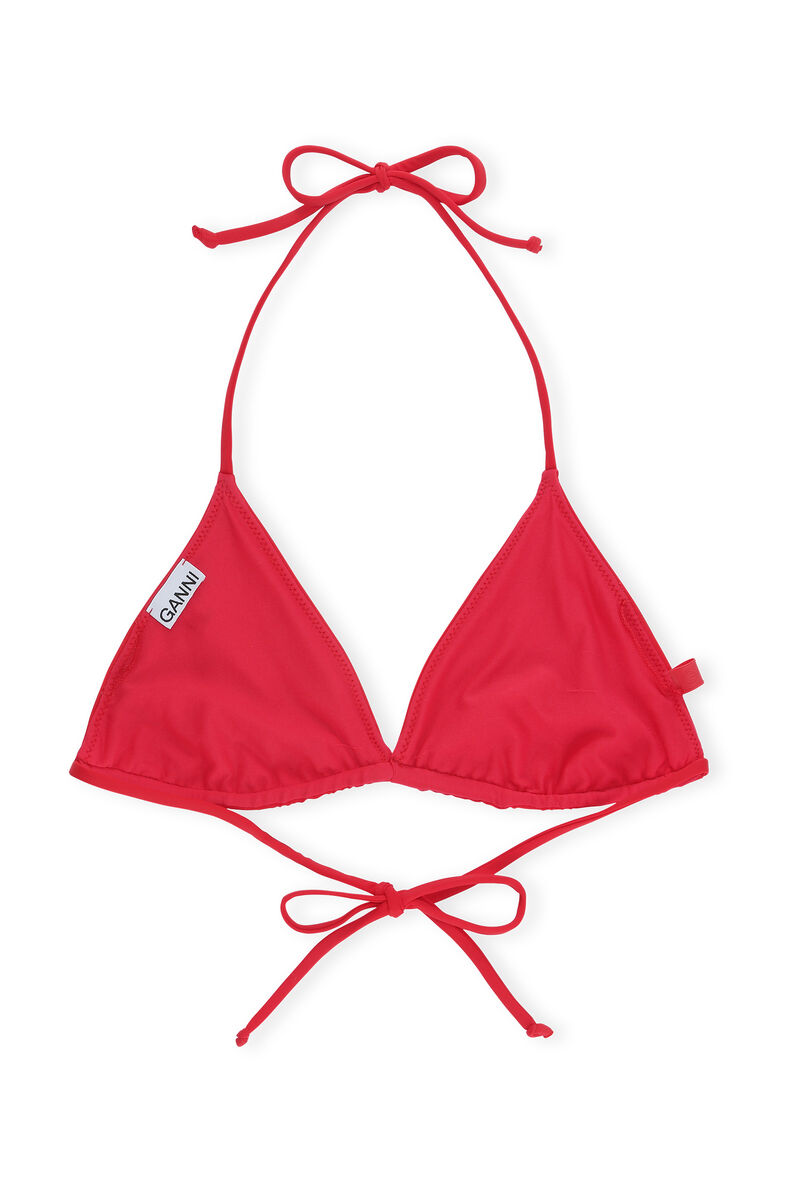 String Bikini Top, Elastane, in colour High Risk Red - 2 - GANNI