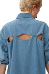 Oversized Denim Shirt, Cotton, in colour Mid Blue Vintage - 3 - GANNI