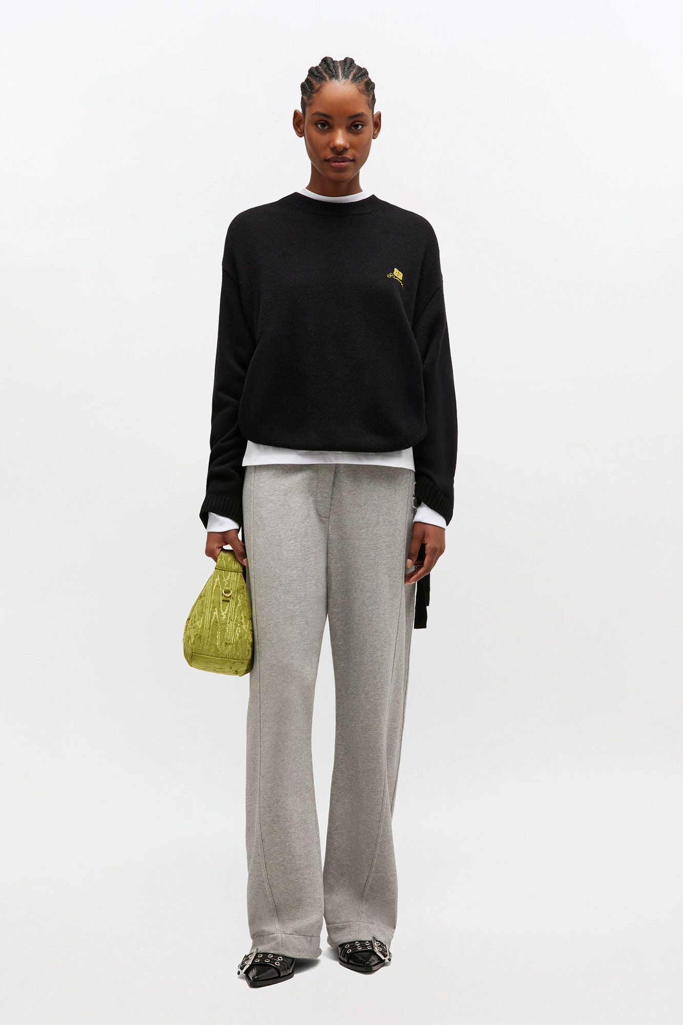 Wool Mix Jumper, Wool, in colour Black - 2 - GANNI