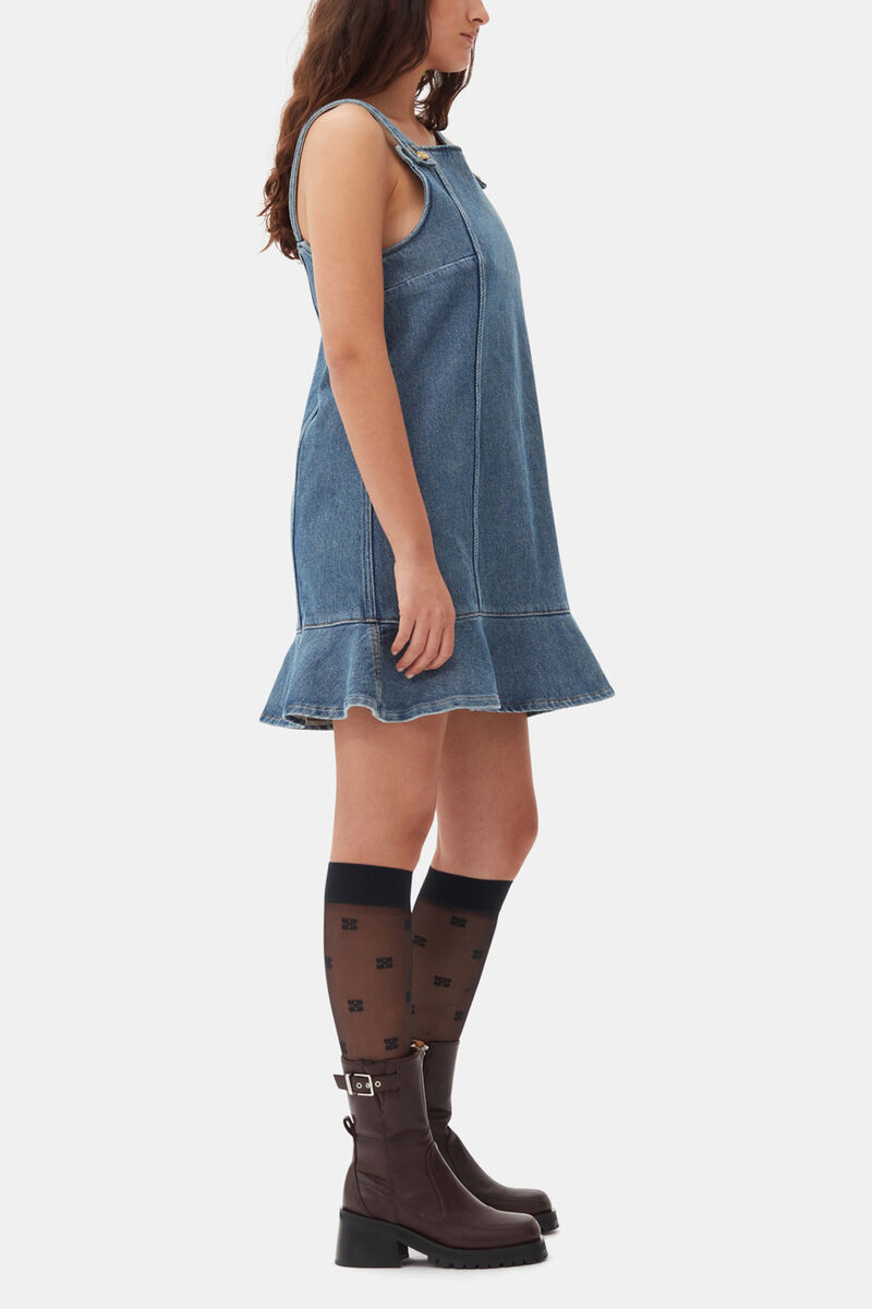 Blue Denim Mini Dress, Organic Cotton, in colour Tint Wash - 3 - GANNI
