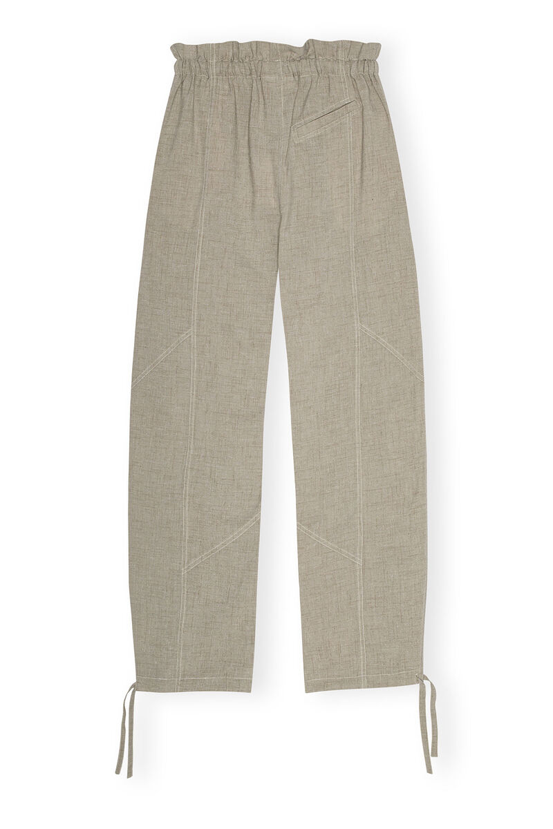 Grey Light Melange Suiting Elasticated Waist-bukse, Polyester, in colour Alfalfa - 2 - GANNI