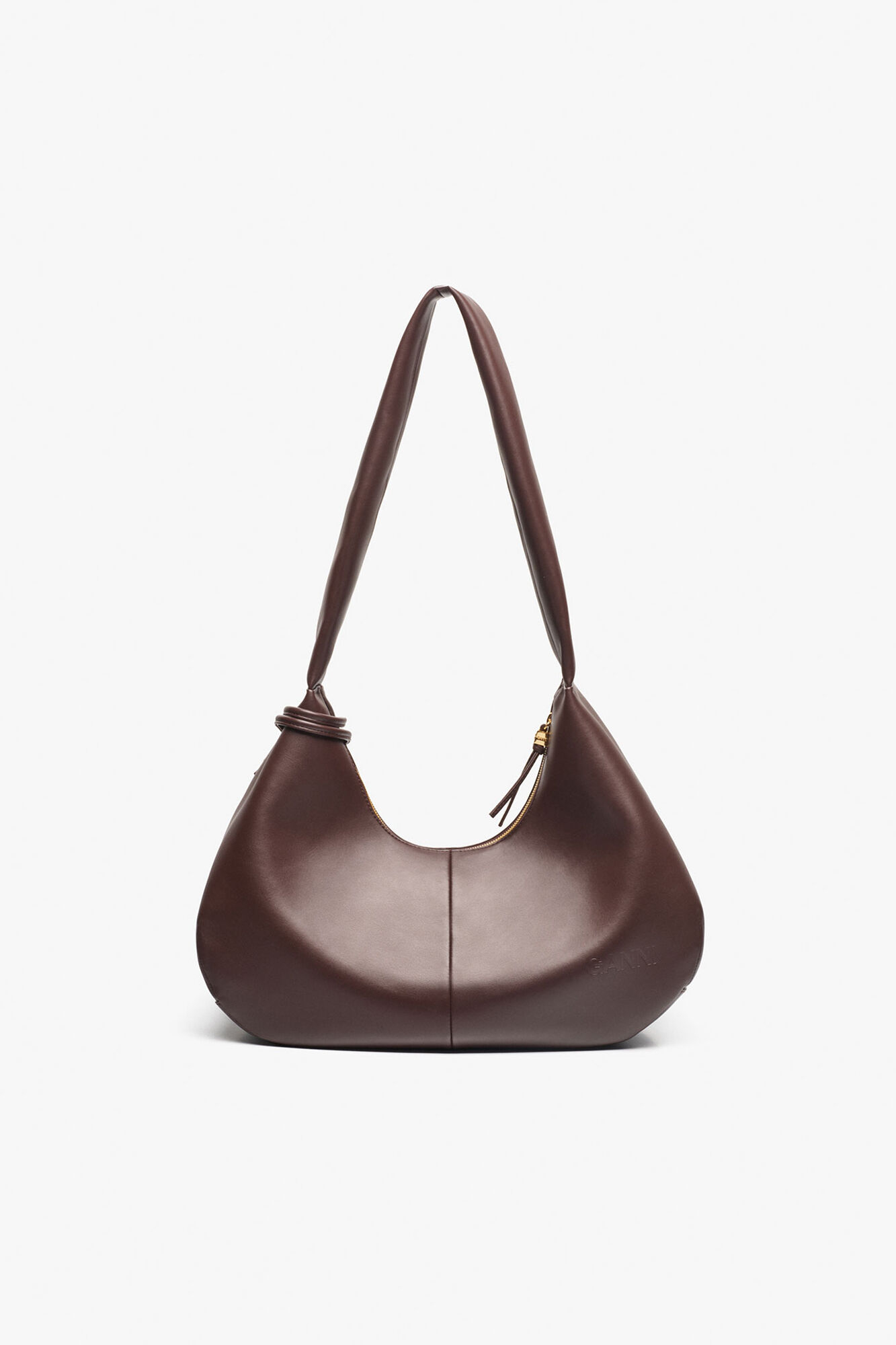 Brun medium Hobo taske, Recycled Leather, in colour Seal Brown - 3 - GANNI