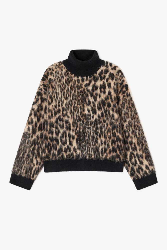 Leopard High-neck Sweater, Leopard